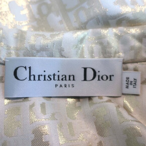 Christian Dior Chez Moi Short Sleeve Pajama Shirt Gold Metallic Size US 4 - Picture 5 of 6